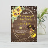 ひまわり女性のカーボーイ素朴なアフロ女の子ベビーシャワーInv 招待状 (スタンド正面)