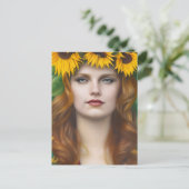 ひまわり女性葉書の王冠 ポストカード (スタンド正面)