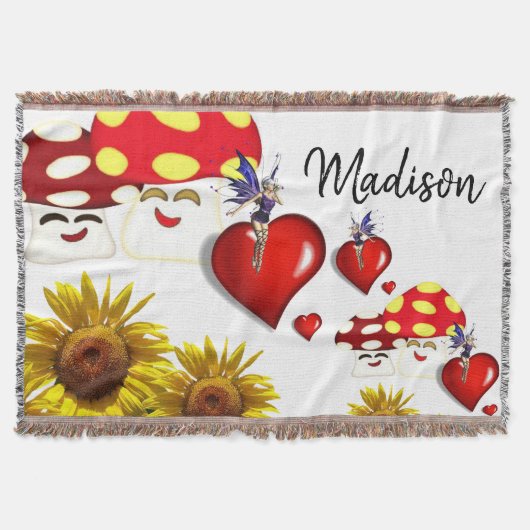 ひまわり妖精キノコブランケット スローブランケット (正面)