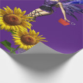 ひまわり妖精赤いハートマットラッピング紙 ラッピングペーパー (角)