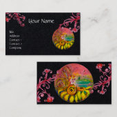 ひまわり妖精、紫色の赤が黒い紙 名刺 (正面/裏面)