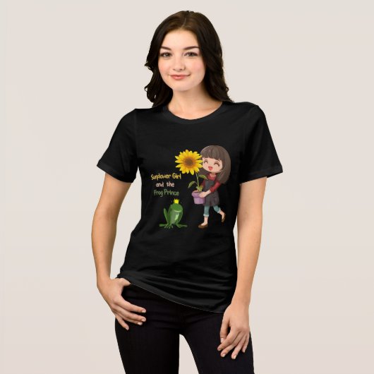 ひまわり娘とカエル王子 トライブレンドTシャツ (正面全面)