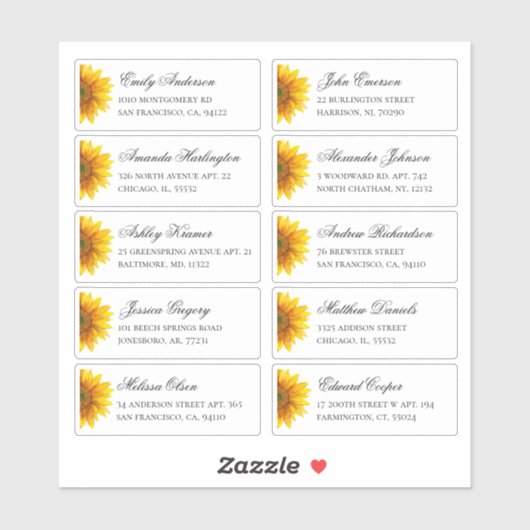 ひまわり客の住所。出荷素朴ラベル シール (シート)