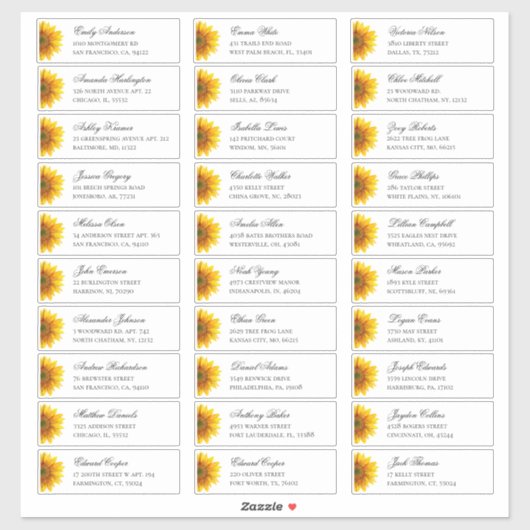 ひまわり客の住所。出荷素朴ラベル シール (シート)