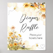 ひまわり小さな蜂蜜の赤ちゃんシャワーおむつラッフル ポスター (正面)