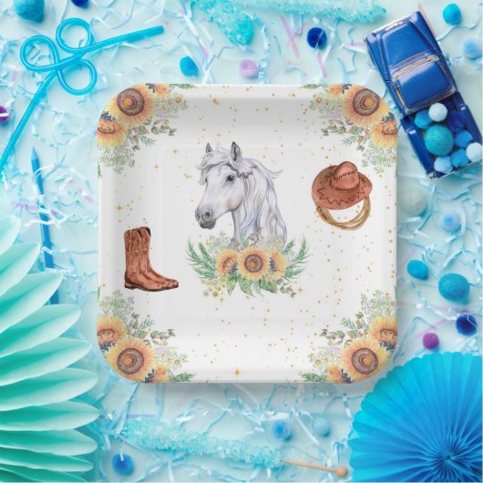 ひまわり少年の馬の誕生日パーティー ペーパープレート (パーティー)