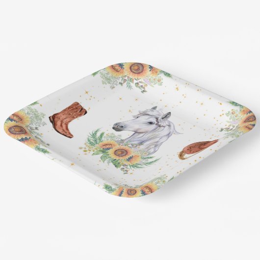 ひまわり少年の馬の誕生日パーティー ペーパープレート (傾斜あり)