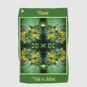 ひまわり展開抽象芸術 パーソナライズされた ゴルフタオル (正面)