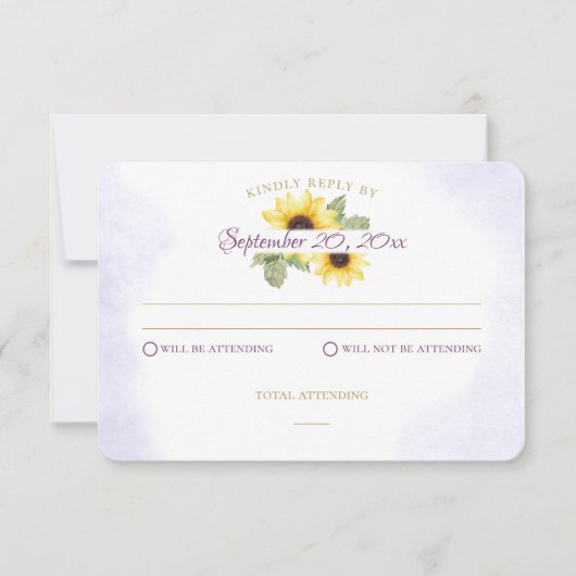 ひまわり山ラベンダー返信カード 招待状 (正面)