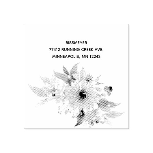 ひまわり差出人住所ゴム印 ラバースタンプ (インプリント)