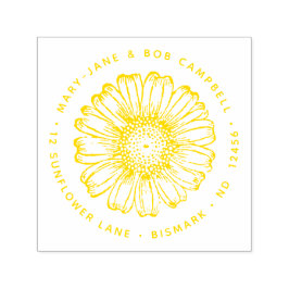 ひまわり差出人住所花フローラ植物学 セルフインキングスタンプ