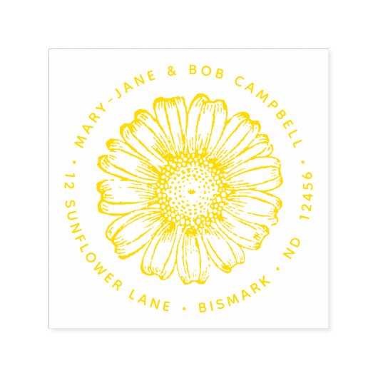 ひまわり差出人住所花フローラ植物学 セルフインキングスタンプ (デザイン)