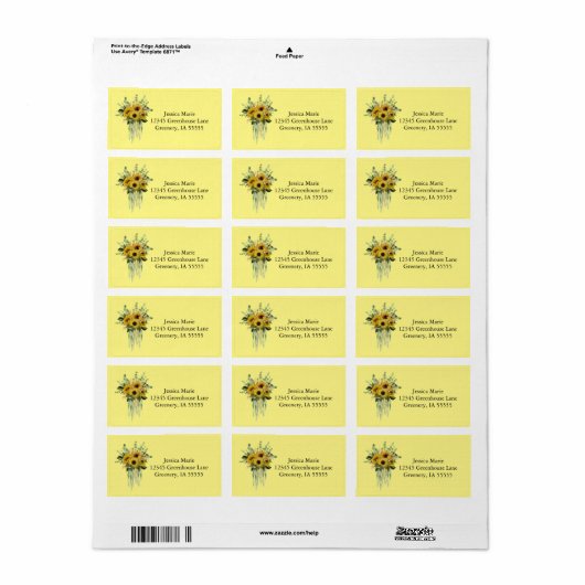 ひまわり差出人住所 ラベル (フルシート)
