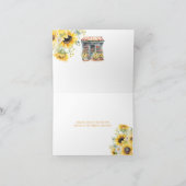 ひまわり市場の外に折り畳まれたブライダルシャワー サンキューカード (内部)