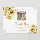 ひまわり市場の外のブライダルシャワーありがとう サンキューカード (正面/裏面)