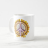 ひまわり平和サイン芸術かわいい平和な花 コーヒーマグカップ (正面左)