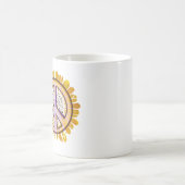 ひまわり平和サイン芸術かわいい平和な花 コーヒーマグカップ (中央)