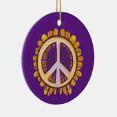 ひまわり平和サイン芸術かわいい平和な花 セラミックオーナメント (右)