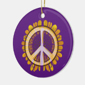 ひまわり平和サイン芸術かわいい平和な花 セラミックオーナメント (左)