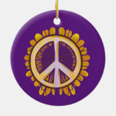ひまわり平和サイン芸術かわいい平和な花 セラミックオーナメント (裏面)