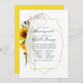 ひまわり幾何学夏の赤ちゃんシャワー（郵便） 招待状 (正面/裏面)