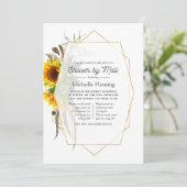 ひまわり幾何学夏ブライダルシャワーバイメール 招待状 (スタンド正面)