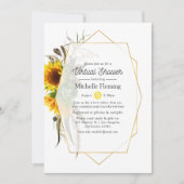 ひまわり幾何学模様の仮想ブライダルまたはベビーシャワー 招待状 (正面)