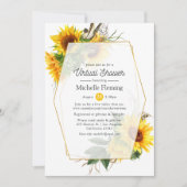 ひまわり幾何学模様の仮想ブライダルまたはベビーシャワー 招待状 (正面)