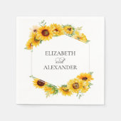 ひまわり幾何学模様フローラ秋結婚秋 スタンダードカクテルナプキン (正面)