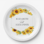ひまわり幾何学模様フローラ秋結婚秋 ペーパープレート (正面)