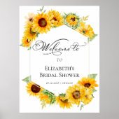 ひまわり幾何学模様ブライダルシャワーウェルカムサイン ポスター (正面)