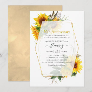 ひまわり幾何学模様 50周年結婚記念日 招待状