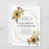 ひまわり幾何学生命お祝い 招待状 (正面)