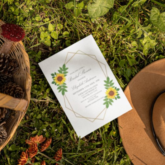 ひまわり幾何学的なブライダルシャワー 招待状