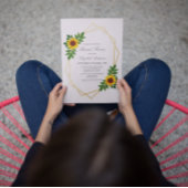 ひまわり幾何学的ブライダルシャワー 箔招待状