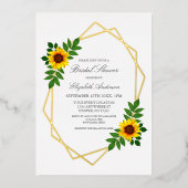 ひまわり幾何学的ブライダルシャワー 箔招待状 (正面)