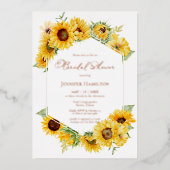 ひまわり幾何学秋秋ブライダルシャワー実在 箔招待状 (正面)
