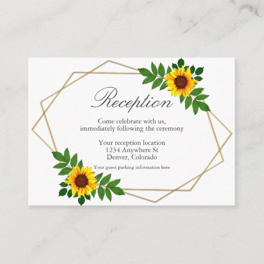 ひまわり幾何学結婚式受付カード エンクロージャーカード (正面)