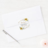 ひまわり幾何学緑結婚園ありがとう スクエアシール (封筒)