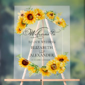 ひまわり幾何結婚の歓迎 アクリルサイン (ニュートラル)