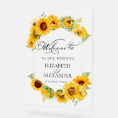 ひまわり幾何結婚の歓迎 アクリルサイン (傾斜)