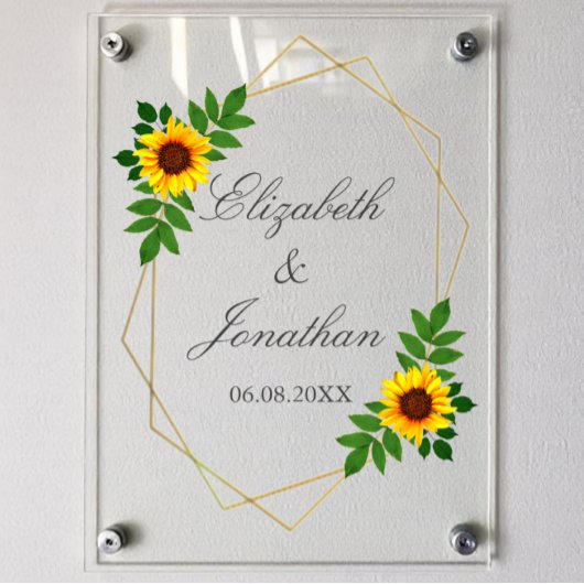 ひまわり幾何結婚図形 アクリルサイン