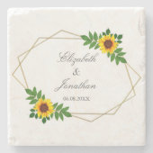 ひまわり幾何結婚図形 ストーンコースター (正面)