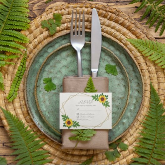 ひまわり幾何結婚図形 出欠カード