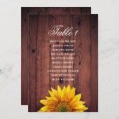 ひまわり座席表。素朴結婚木納屋 招待状 (正面/裏面)