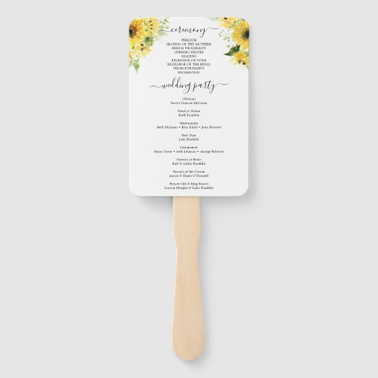 ひまわり庭園の結婚式プログラムファン ハンドファン (裏面)