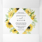 ひまわり庭園の結婚式三折招待状 三つ折り招待状 (内部中)