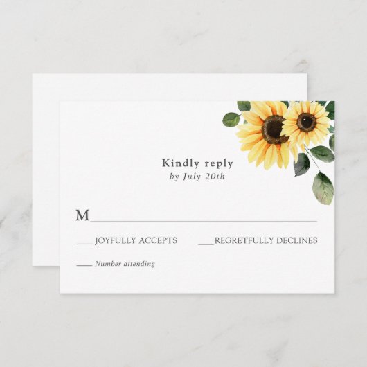 ひまわり式RSVPエンクロージャカード 招待状 (正面/裏面)