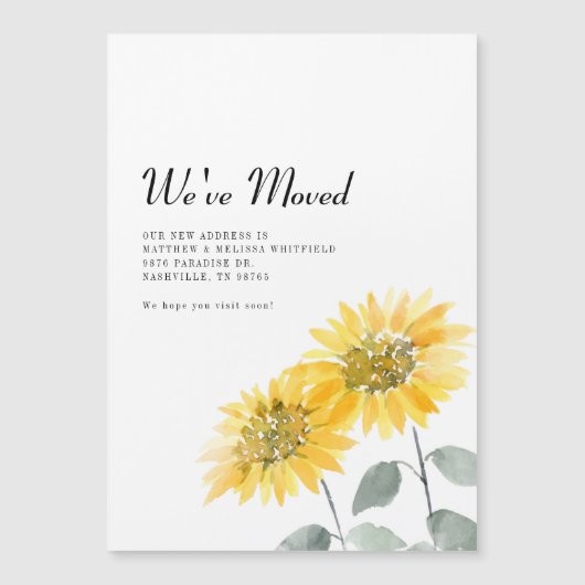 ひまわり引っ越しましたの移動告知 マグネット招待状 (正面)