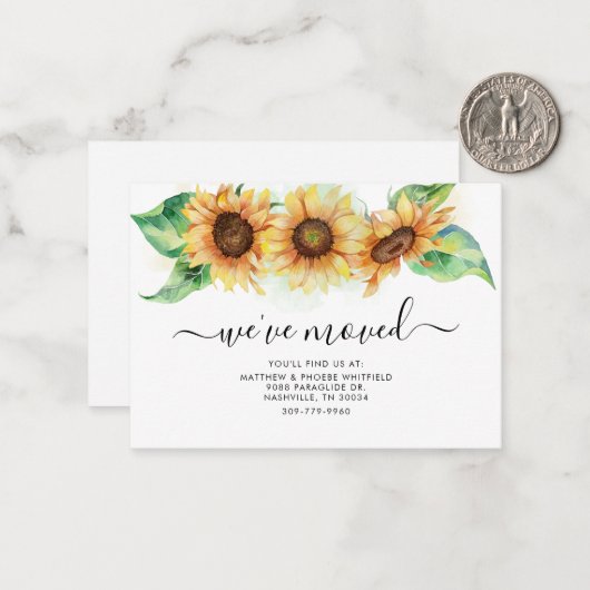 ひまわり引っ越しましたフローラの移動告知 ノートカード (正面/裏面インサイチュ)
